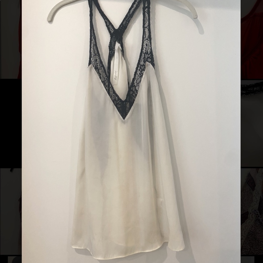 Urban outfitters flowy silk tank with lace detail